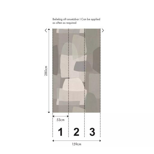 Geometrikus formák és lágy vonalak absztrakt kompozíciója lágy szürke halvány bézs és pasztellzöld tónus falpanel