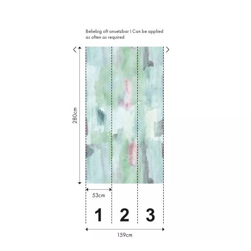 Magával ragadó ecsetvonásokkal kialakított absztrakt minta halványzöld szürke fehér és rózsaszín tónus falpanel