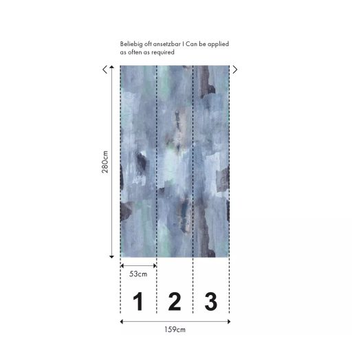 Magával ragadó ecsetvonásokkal kialakított absztrakt minta kék szürke és rózsaszín tónus falpanel