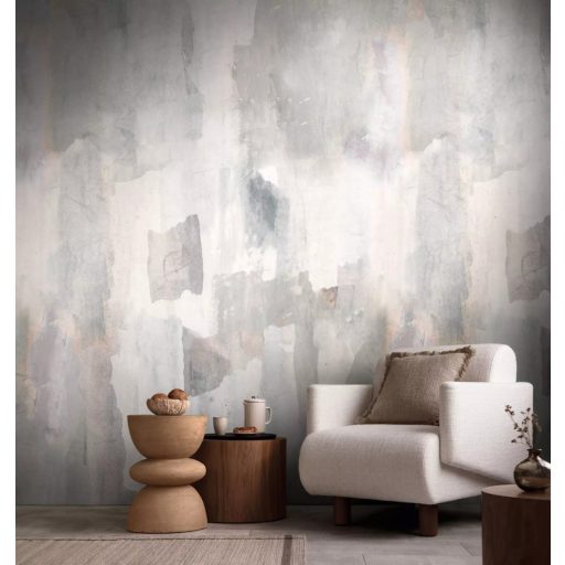 Magával ragadó ecsetvonásokkal kialakított absztrakt minta krémfehér szürke rózsaszín és halvány korall tónus falpanel