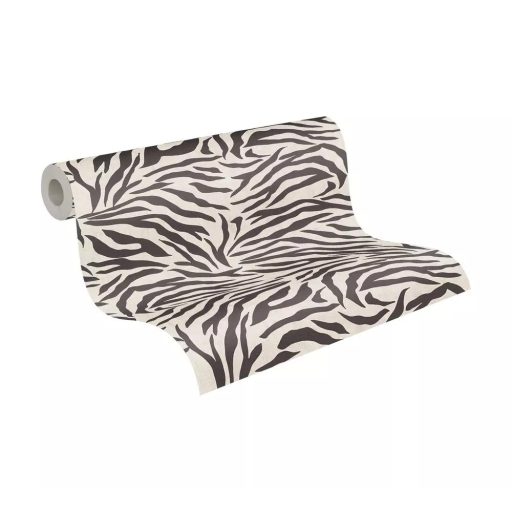 Természet szépségét idéző vad és elegáns zebraminta krémszín és fekete tónus tapéta