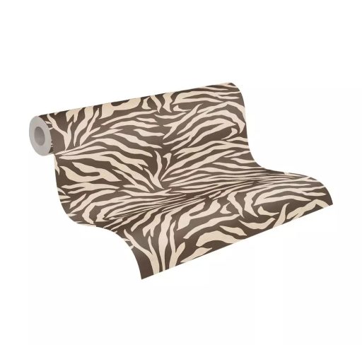 Természet szépségét idéző vad és elegáns zebraminta krémszín és barna tónus tapéta