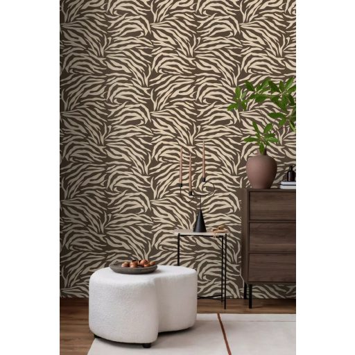 Természet szépségét idéző vad és elegáns zebraminta krémszín és barna tónus tapéta