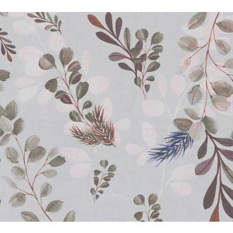   Visszafogott és megejtő szépségű botanikai minta eukaliptusz és fényőágakkal szürkés rózsaszín barna és kék tónus tapéta