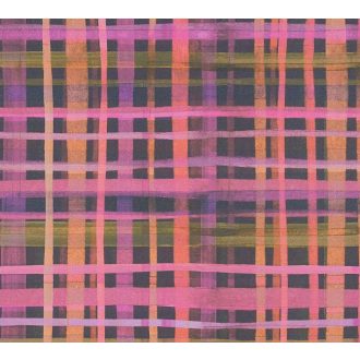   Nagyléptékű és színes textilhatású kockás struktúrminta lila pink narancs sötétszürke és mélyzöld tónus tapéta