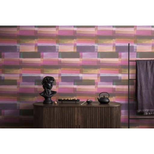 Festői egyben kortárs! A művész akvarell álma színátmenetes design rózsaszín lila barack és földszín tónusok tapéta