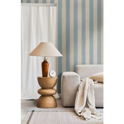 Elegáns és merész csíkos minta modern strukturált háttéren bézs és hűvös friss kék tónus tapéta