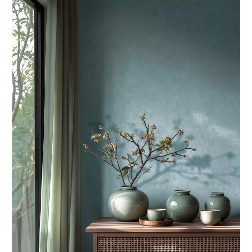 Enyhén texturált egyszínű finom vakolatminta kék/világoskék tónus tapéta