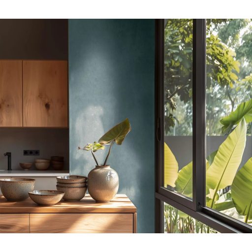 Enyhén texturált egyszínű finom vakolatminta kék/világoskék tónus tapéta