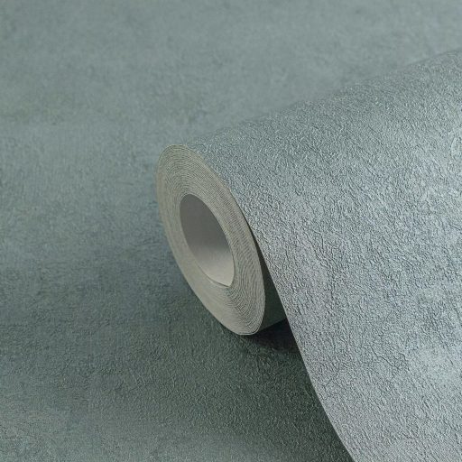 Enyhén texturál egyszínű finom vakolatminta zöld/szürkészöld/kékeszöld tónus tapéta