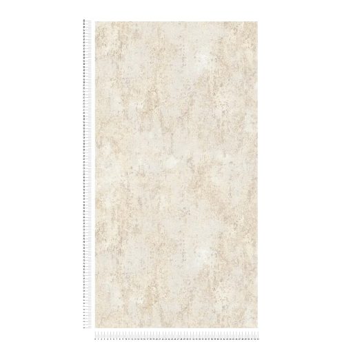 Vakolt fal hatású patinás koptatott felületű vintage struktúrminta krém lágy bézs és bézsarany tónus fémes hatás tapéta