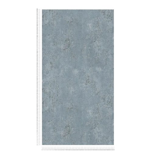 Vakolt fal hatású patinás koptatott felületű vintage struktúrminta szürke kék és szürkéskék tónus fémes hatás tapéta