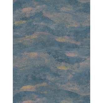   Légies álomszerű és festői felhőmintázat impresszionista stílusjegyekkkel lágy kék rózsaszín/roségold és arany tónus fémes hatás tapéta