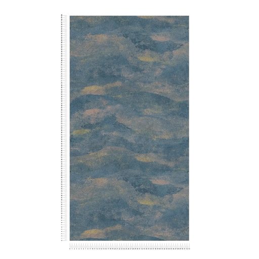 Légies álomszerű és festői felhőmintázat impresszionista stílusjegyekkkel lágy kék rózsaszín/roségold és arany tónus fémes hatás tapéta