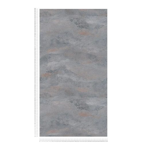 Légies álomszerű és festői felhőmintázat impresszionista stílusjegyekkkel szürke finom terrakotta/rozsdavörös és ezüst fémes hatás tapéta