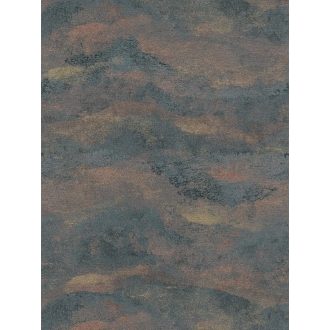   Légies álomszerű és festői felhőmintázat impresszionista stílusjegyekkkel szürke türkiz terrakotta és arany tónus fémes hatás tapéta