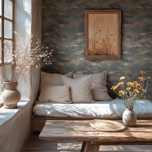 Légies álomszerű és festői felhőmintázat impresszionista stílusjegyekkkel szürke türkiz terrakotta és arany tónus fémes hatás tapéta