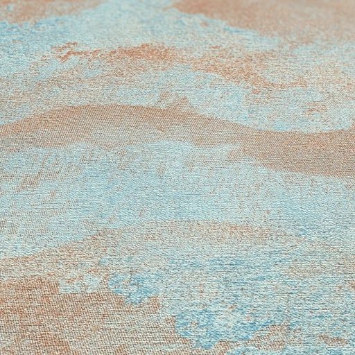 Légies álomszerű és festői felhőmintázat impresszionista stílusjegyekkkel pasztell türkizkék korall és rézszín tónus fémes hatás tapéta