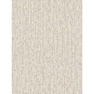   Függőleges vonalak törésével kialakított texturált absztrakt minta lágy bézs és krémszín tónus fémes hatás tapéta