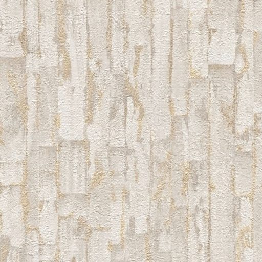Függőleges vonalak törésével kialakított texturált absztrakt minta lágy bézs és krémszín tónus fémes hatás tapéta