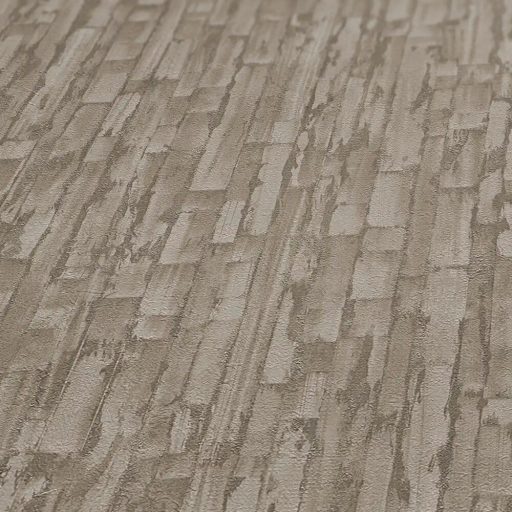 Függőleges vonalak törésével kialakított texturált absztrakt minta lágy bézs és krémszín tónus fémes hatás tapéta