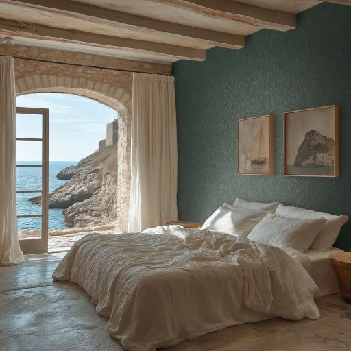 Függőleges vonalak törésével kialakított texturált absztrakt minta mélyzöld és ezüst tónus fémes hatás tapéta