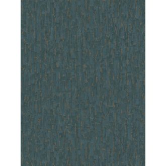   Függőleges vonalak törésével kialakított texturált absztrakt minta türkizzöld kék és arany tónus fémes hatás tapéta