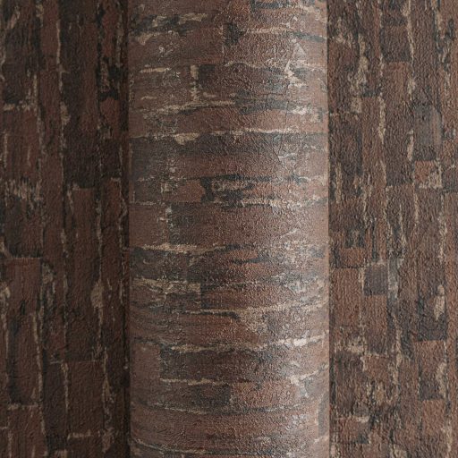 Függőleges vonalak törésével kialakított texturált absztrakt minta mély csokoládébarna és sötétszürke tónus fémes hatás tapéta
