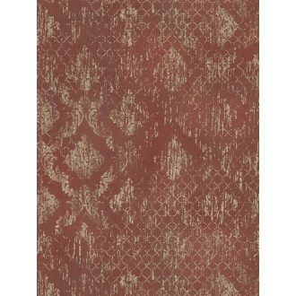   Koptatott vintage hatású klasszikus barokk minta modern átiratban bronzvörös és antik arany tónus fémes hatás tapéta