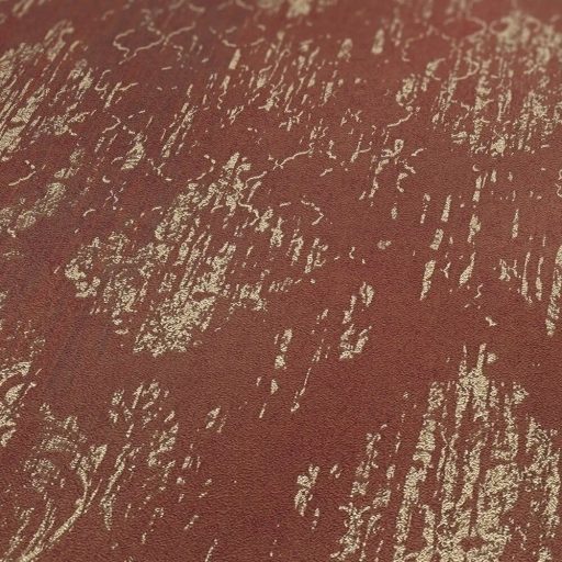 Koptatott vintage hatású klasszikus barokk minta modern átiratban bronzvörös és antik arany tónus fémes hatás tapéta