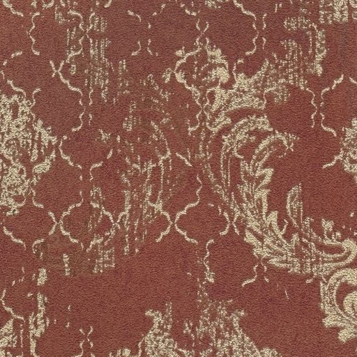 Koptatott vintage hatású klasszikus barokk minta modern átiratban bronzvörös és antik arany tónus fémes hatás tapéta