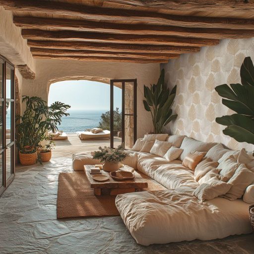 Természetes elegancia - légies stilizált pálmalevél motívum krémfehér lágy bézs és bézsarany tónus finom fény tapéta