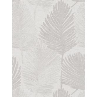   Természetes elegancia - légies stilizált pálmalevél motívum krém világosszürke és ezüstös-szürke tónus finom fény tapéta