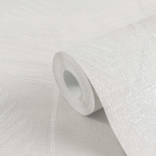 Természetes elegancia - légies stilizált pálmalevél motívum krém világosszürke és ezüstös-szürke tónus finom fény tapéta