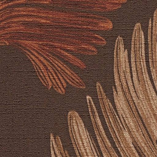 Természetes elegancia - légies stilizált pálmalevél motívum sötétbarna rozsdavörös homokszín és arany tónus finom fény tapéta