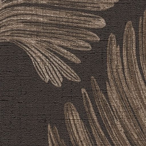Természetes elegancia - légies stilizált pálmalevél motívum sötétbarna/antracit homokszín és arany tónus finom fény tapéta