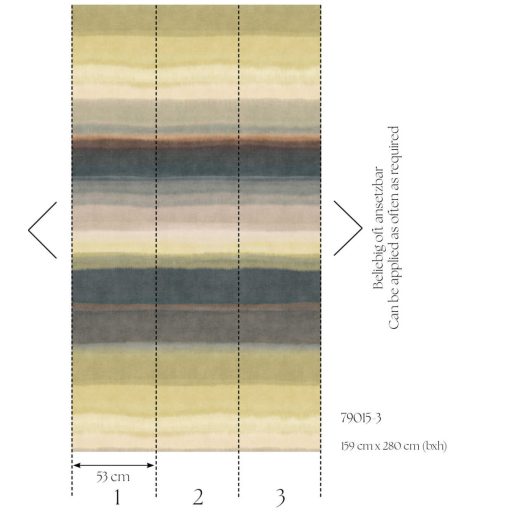 Vízszintes tagolású színátmenetes széles csíkos design szürke barna zöld sárgászöld és antracit tónus falpanel