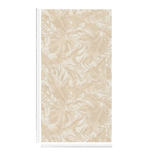 A városi dzsungel sűrűje! Luxus és dráma változatos trópusi levelekkel monokróm - bézs és homokszín tónus fémes hatás tapéta