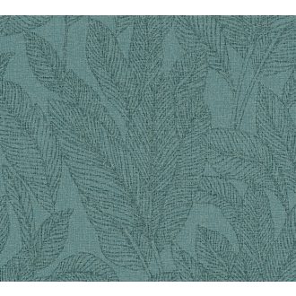   Frissesség és óceánparti nyugalom! Visszafogott nagyformátumú pálmalevél minta óceánzöld petrol antracit-zöld tónus tapéta