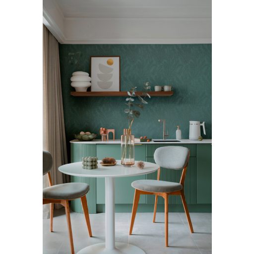 Frissesség és óceánparti nyugalom! Visszafogott nagyformátumú pálmalevél minta óceánzöld petrol antracit-zöld tónus tapéta