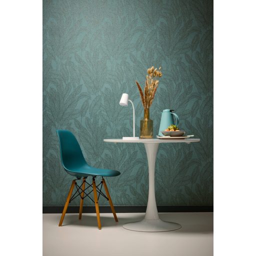 Frissesség és óceánparti nyugalom! Visszafogott nagyformátumú pálmalevél minta óceánzöld petrol antracit-zöld tónus tapéta