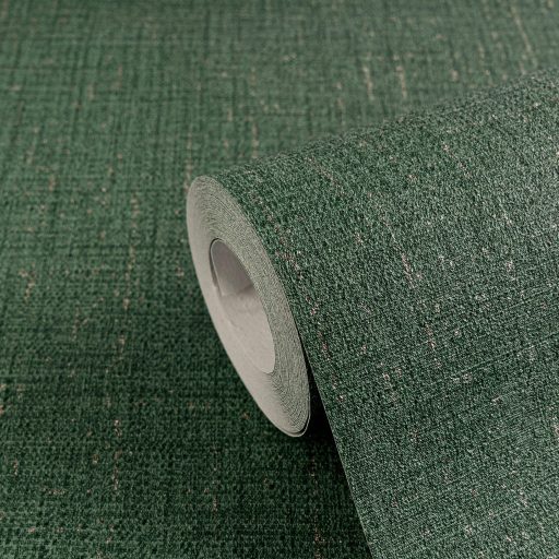 Szabálytalan foltok véletlenszerű szóródása textutált szövethatású minta mélyzöld és diszkrét arany tónus fémes hatás tapéta