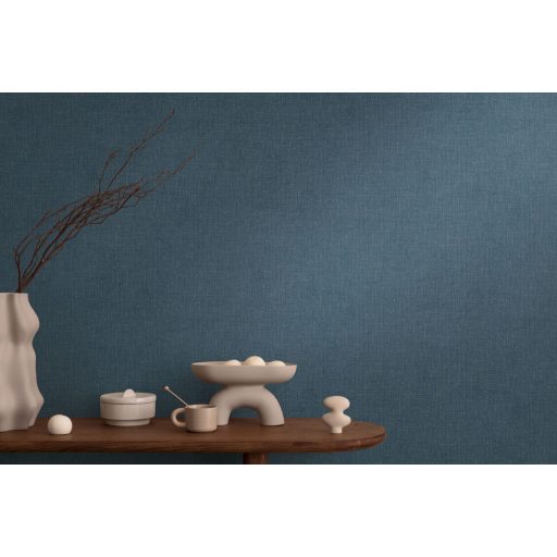 Szabálytalan foltok véletlenszerű szóródása textutált szövethatású minta kék/petrolkék és bronz tónus fémes hatás tapéta