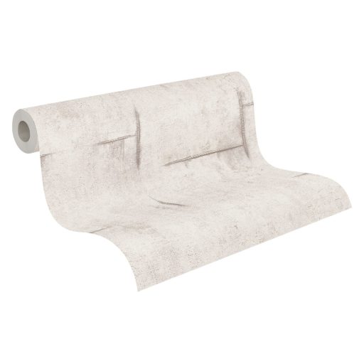 Az ipari sikk nagyágyúja! Kopott betonhatású minta varratnyomokkal törtfehér krém/krémszürke és világosszürke tónus tapéta