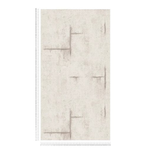 Az ipari sikk nagyágyúja! Kopott betonhatású minta varratnyomokkal törtfehér krém/krémszürke és világosszürke tónus tapéta