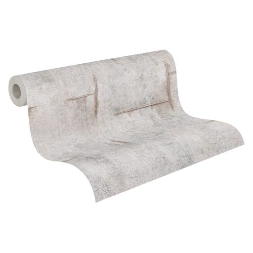 Az ipari sikk nagyágyúja! Kopott betonhatású minta varratnyomokkal szürke szürkésbézs és szürkésbarna tónus tapéta