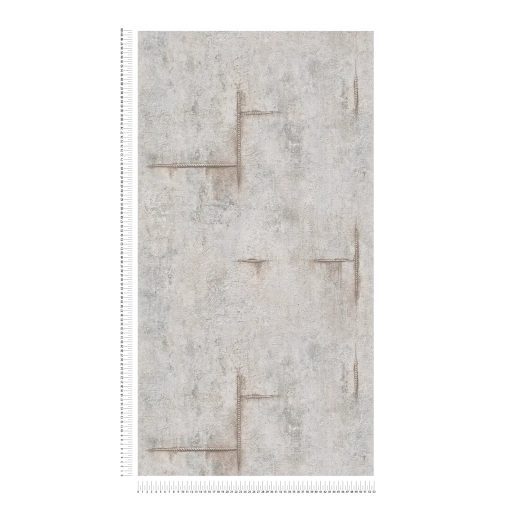 Az ipari sikk nagyágyúja! Kopott betonhatású minta varratnyomokkal szürke szürkésbézs és szürkésbarna tónus tapéta