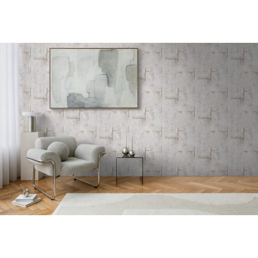 Az ipari sikk nagyágyúja! Kopott betonhatású minta varratnyomokkal szürke szürkésbézs és szürkésbarna tónus tapéta