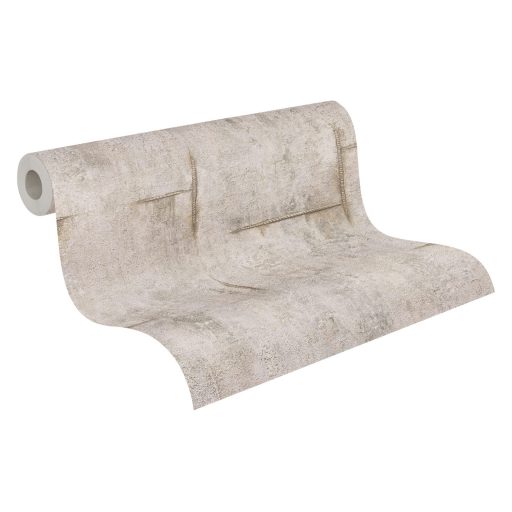 Az ipari sikk nagyágyúja! Kopott betonhatású minta varratnyomokkal szürkésbarna és grafitszürke tónus tapéta