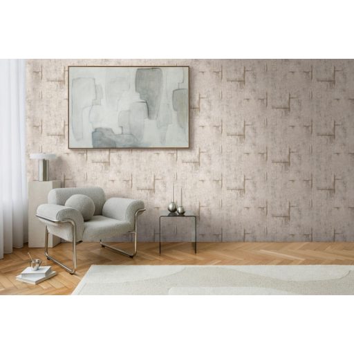 Az ipari sikk nagyágyúja! Kopott betonhatású minta varratnyomokkal szürkésbarna és grafitszürke tónus tapéta